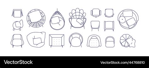 Armchairs Designs Top View Overhead Chairs Vector Image