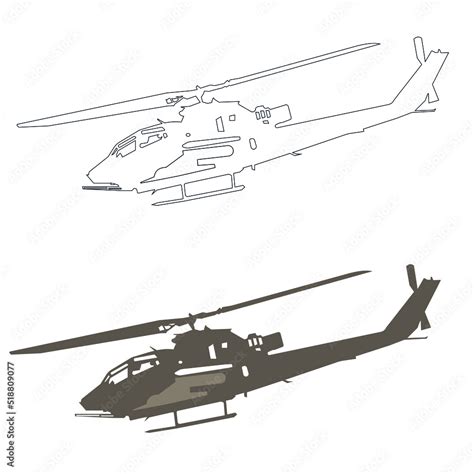 Military Helicopter Vector Illustration Helicopter Silhouette In Black