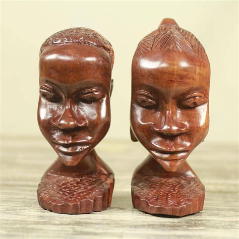 Vintage Pair Of Hand Carved African Wood Man And Woman African Art