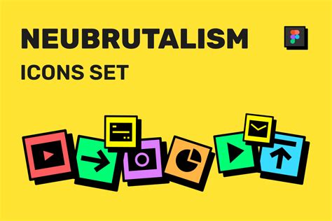 Neubrutalism Icons Set On Yellow Images Creative Store