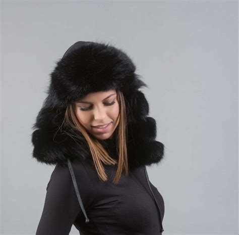 Black Long Fur Trapper Hat 100 Real Fur Accessories Haute Acorn