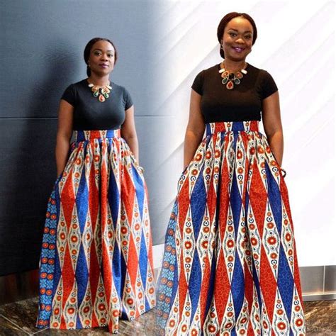 Bold African Print Gathered Waistline Maxi Skirt Skirt Is Approximately