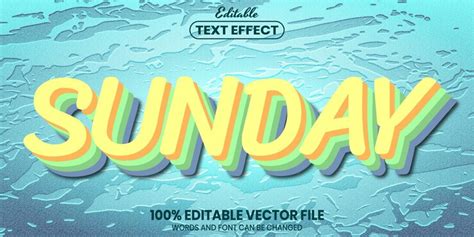 Premium Vector Sunday Text Font Style Editable Text Effect