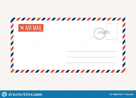 Air Mail Letter Vector Post Stamp Airmail Frame Postcard Blue Red