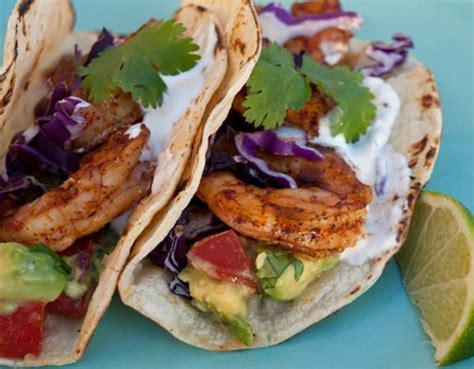 Shrimp and fish taco recipes. Grilled Shrimp Tacos with Avocado Salsa - Once Upon a Chef