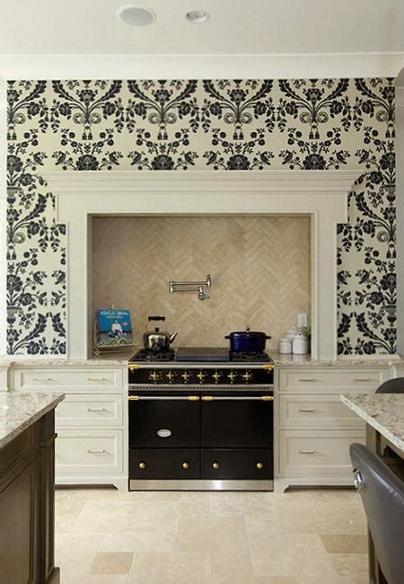 White Kitchen Cabinets And Modern Wallpaper Ideas For Decorating With