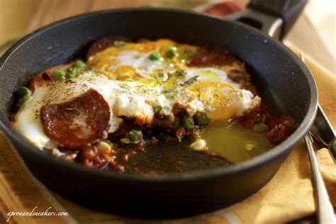 eggs chorizo and tomatoes in a skillet main dish recipes brunch egg dishes how to cook chorizo