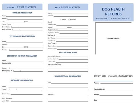 Canine Health Record Printable
