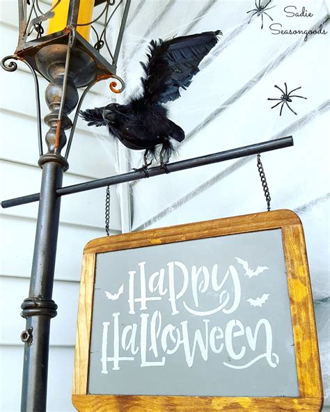 Halloween Porch Decorations With A Victorian Lamp Post And