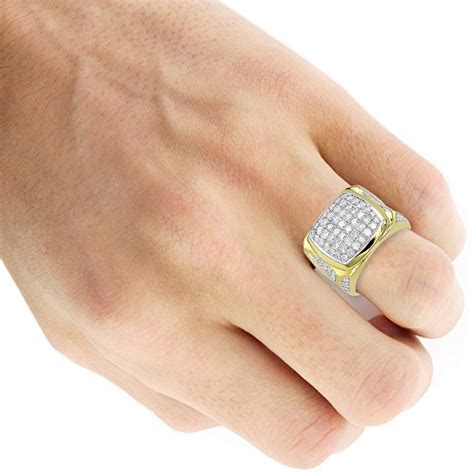 Luxurman Statement 10k Gold Mens Diamond Ring 3 Carat Pinky Ring 406937