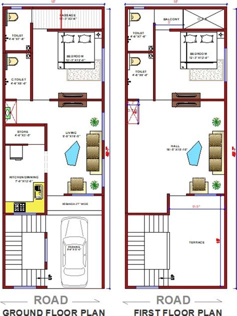 Buy 18x50 House Plan 18 By 50 Elevation Design Plot Area Naksha