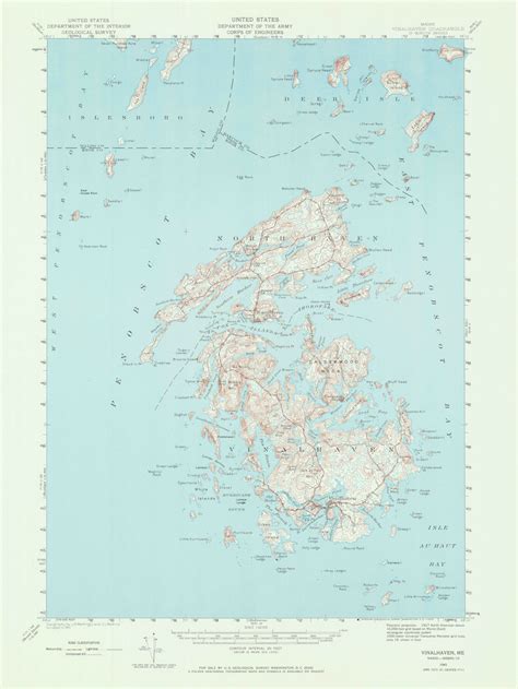 Vinalhaven Maine 1941 1970 A Usgs Old Topo Map 15x15 Quad Old Maps