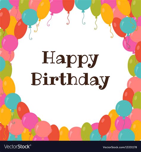 Happy Birthday Card Template With Colorful Vector Image