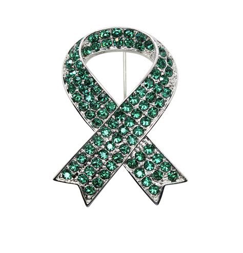 faship green crystal mental health awareness ribbon pin brooch green