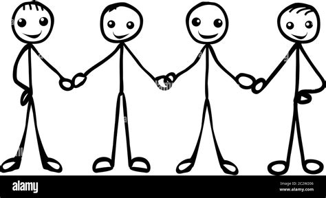 Stick Figure Holding Hands Friendship Stock Vector Image And Art Alamy
