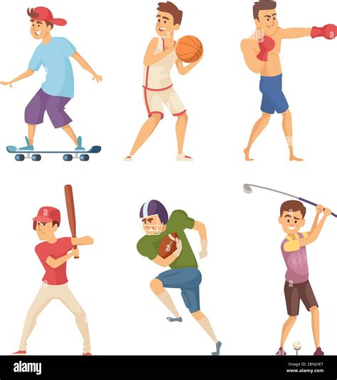 Different Sports Activities Sportsmen In Action Poses Vector