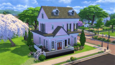 The Sims 4 Pink Victorian House With Wraparound Front Porch Making It