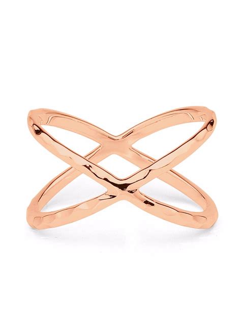 Criss Crossed X Orbital 14k Rose Gold Plated Silver Ring — Jewellery Co