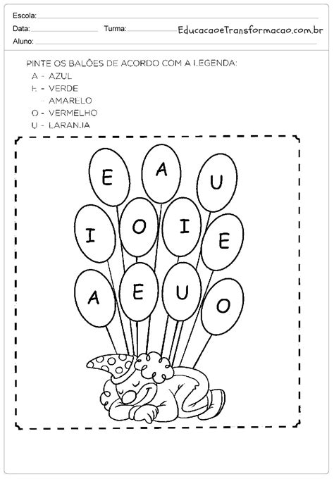 Atividades Educativas De Português Para Trabalhar Vogais Para Imprimir