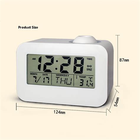 Atomic projection alarm clock temperature indoor wall ceiling time date bright. LCD Digital Alarm Clock LED Ceiling Projection Voice ...
