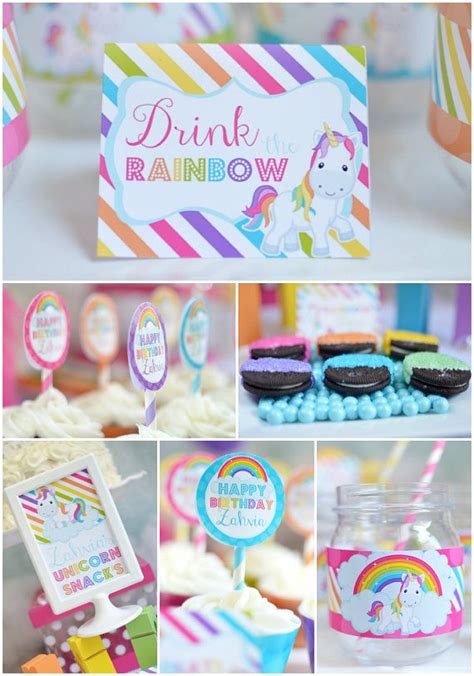 Personalized Diy Rainbow Unicorn Birthday Party Digital Printable Party