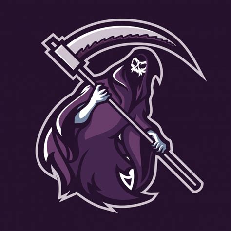 Grim Reaper Holding Faux Modèle De Logo De Mascotte Gaming Esport