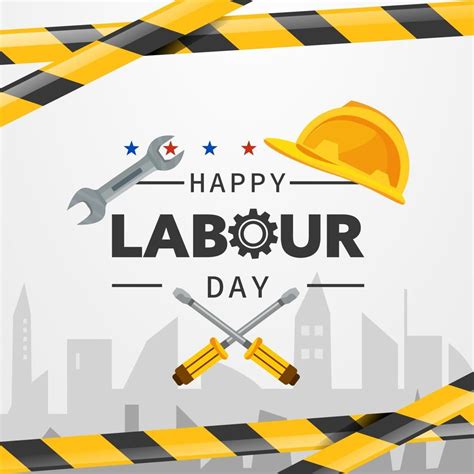 Labour Day Poster Template With Yellow Safety Hard Hat And