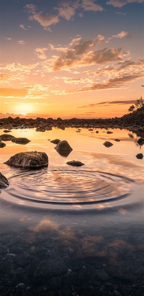 1440x2960 Sky Scenic Landscape Water Reflection Rocks