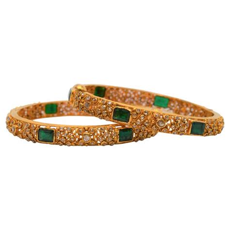 emerald diamond gold bangle bracelet at 1stdibs