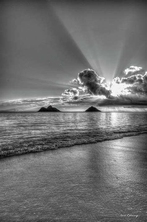 Oahu Hi Stairways To Heaven B W Lanikai Beach Sunrise Seascape Art