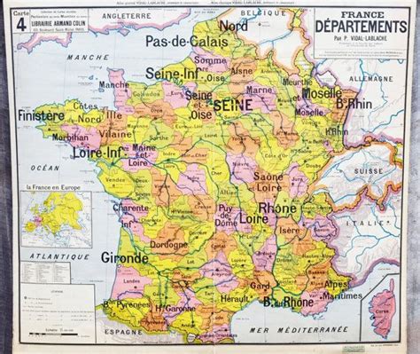 France Departements Map Antique French By Relicsandrhinestones 29500