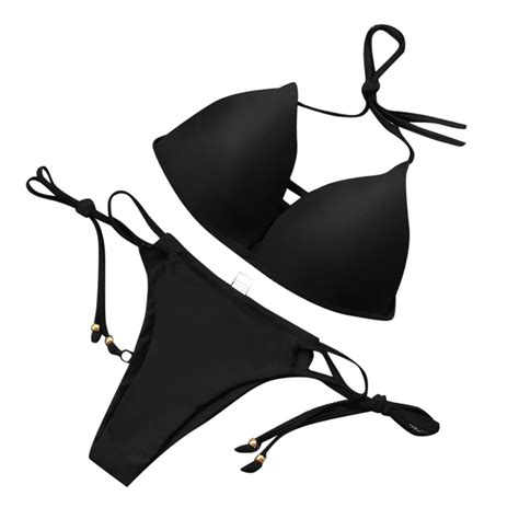 vsssj two piece bikini set for women micro swimwear deep v neck solid color bandage sling