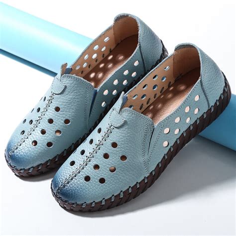 Womens Lazy Slippers Breathable Hollow Soft Flat Shoes Womens Flat