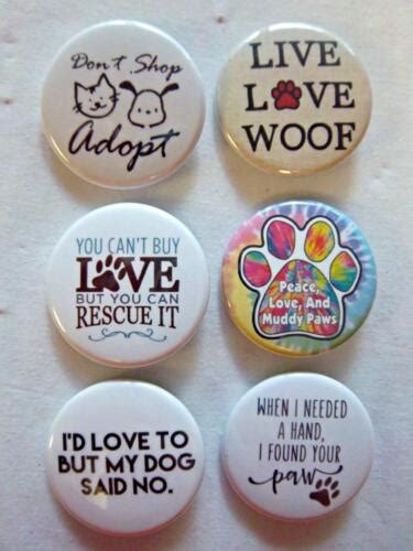 15 Pet Lover Set 1 6 Pk Novelty Buttonspins For Backpacks Jackets