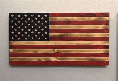 Handcarved Wood American Flag Wall Art Décor Rustic Handmade Etsy