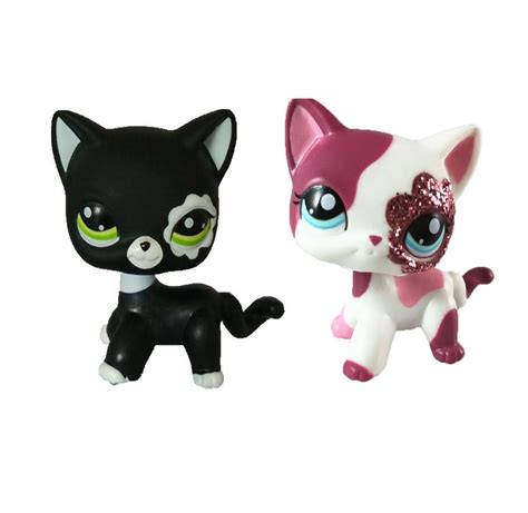 Hasbro Littlest Pet Shop Lps Pink Cat Kitten Kitty Blue Eyes And Black