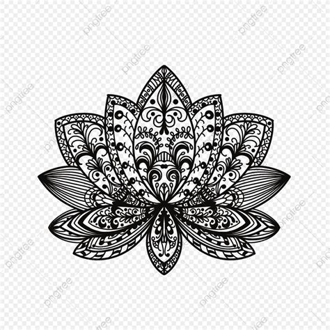 Lotus Line Png Picture Abstract Black And White Carved Line Lotus