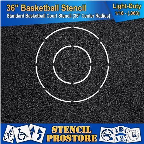 Athletic Marking Stencils 36 Inch Basketball Court Stencil Set 36