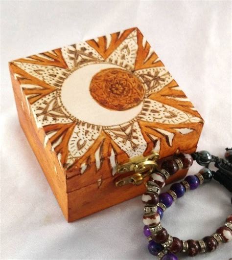 Sun And Moon Celestial Wooden Trinket Jewellery Box Personalised