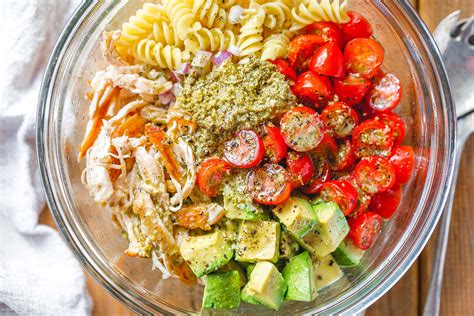 30 pasta salad recipes to make all summer long | foodiecrush.com. Chicken Pasta Salad Recipe with Pesto, Avocado, and Tomato ...