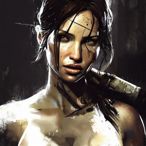 Professional Painting Of Lara Croft Tomb Raider By Jeremy Mann