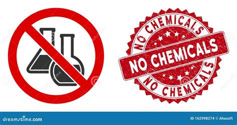 No Chemicals Icon With Scratched No Chemicals Seal Stock Illustration