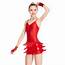 MiDee Jazz Dance Costume Sequins Camisole With Tassels Skirt Biketard 