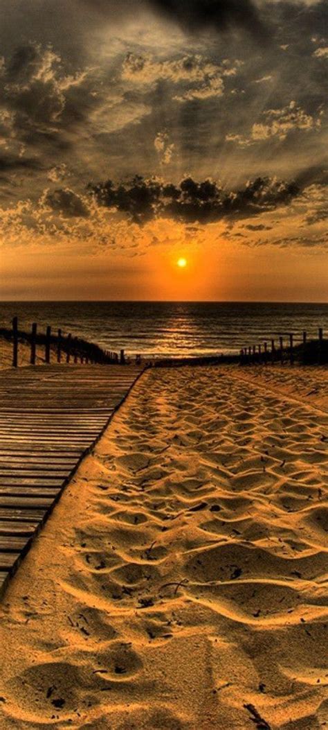 720x1600 Sand And Pathway To Sea Under Cloudy Sunset 720x1600