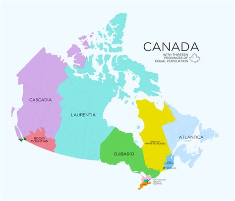 Maptitude — Canada With Thirteen Provinces Of Equal
