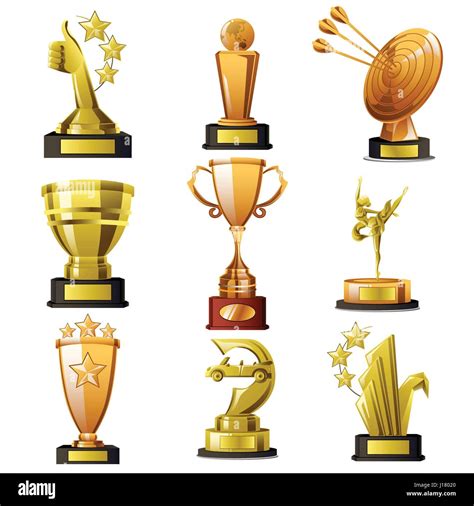 A Vector Illustration Of Gold Winning Trophy Designs Stock Vector Image