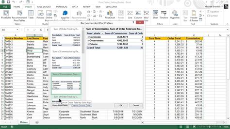 Microsoft Excel Pivot Tables Tutorial Using Recommended Pivot Tables Youtube