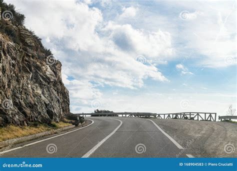 Road Running Along A Steep Cliff Stock Image Image Of Copyspace