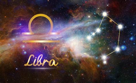 Libra Zodiac Sign And Constellation Cosmic Background Stock Photo