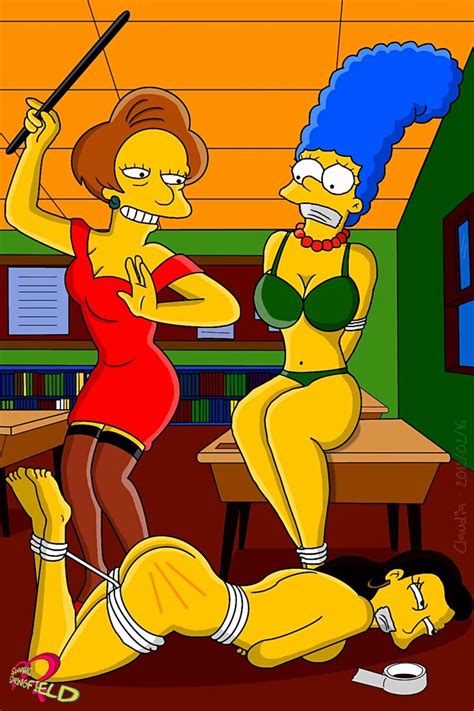 Xbooru Girls Blue Hair Bondage Claudia R Edna Krabappel Gag Marge